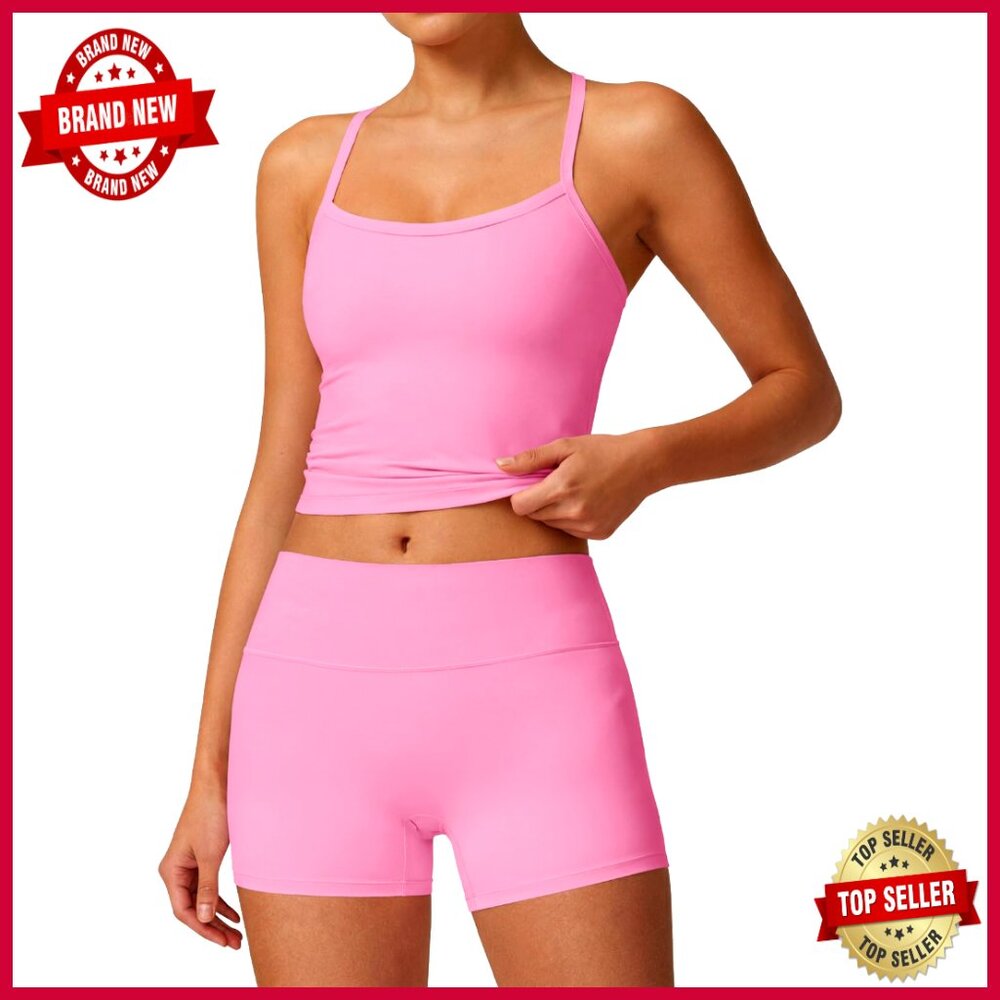 Buttery Soft 2-Piece Workout Set With Padded Halter Top And High-Waisted Bike